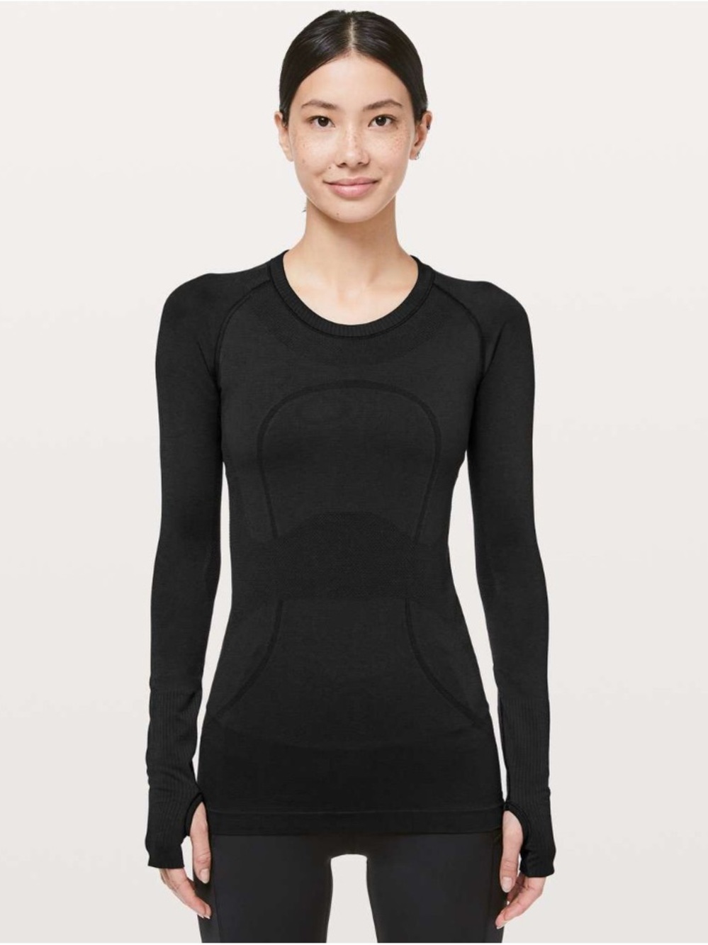 Lululemon Swiftly Tech Long Sleeve Crew in Black Sz 8